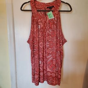INC international concepts NWT Coral paisley sleeveless blouse
